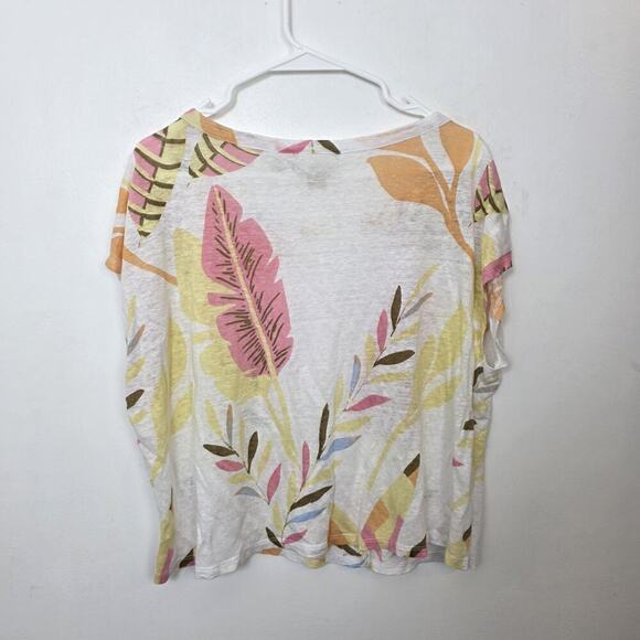 Cynthia Rowley White Colorful Tropical 100% Linen Lightweight Shirt Size Large - Picture 4 of 5